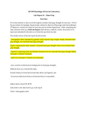 Exercise Physiology - Lab Report 3 Final - Introduction Body fat is the ...