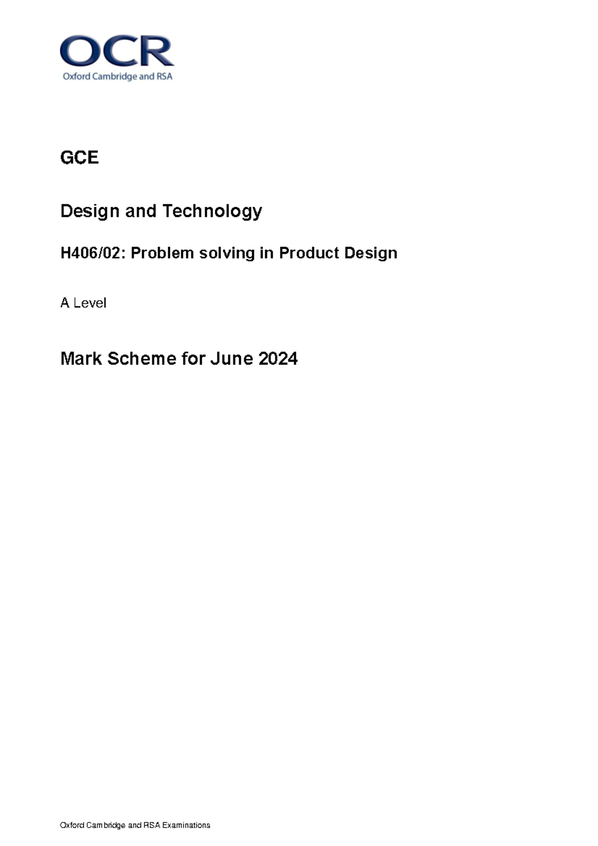 GCE Design and Technology A Level Problem Solving in Product Design ...
