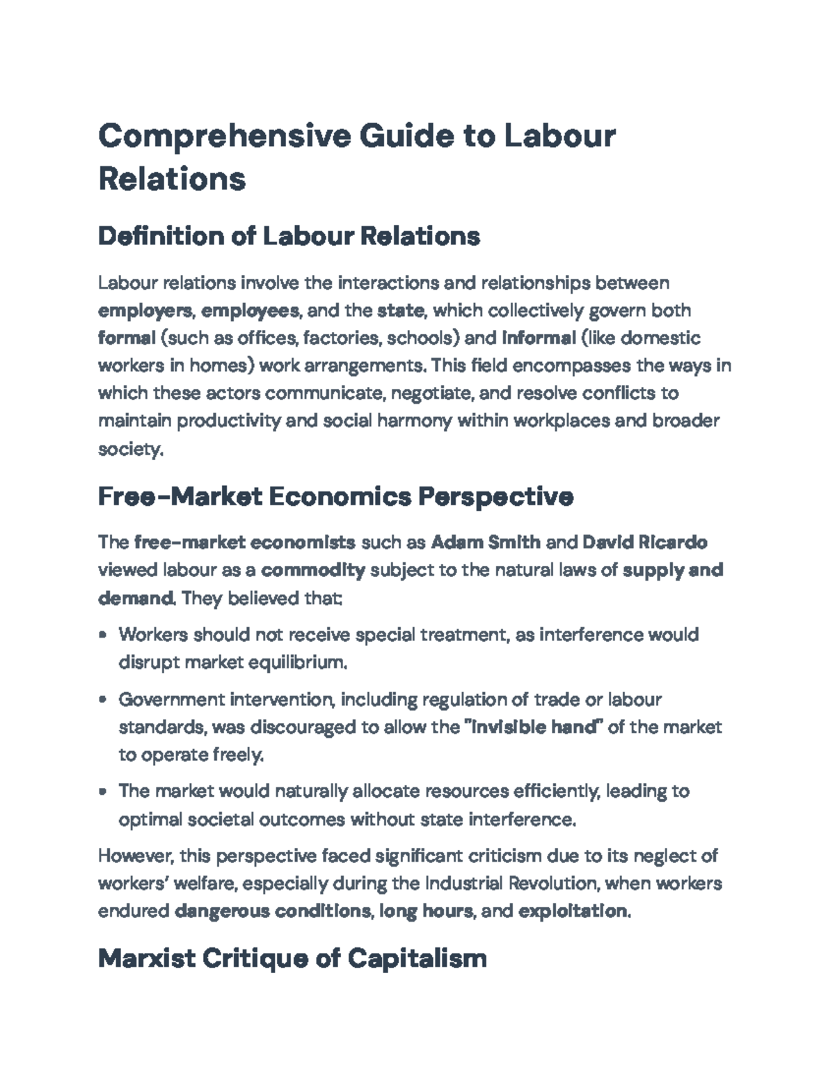 Comprehensive Overview of Labour Relations Theories and Practices (LR ...