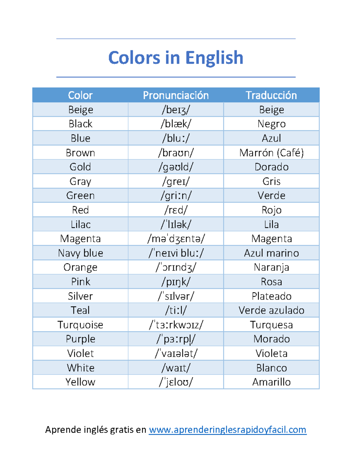 Colors-in-English - REPASO DE COLORES - Aprende inglés gratis en ...