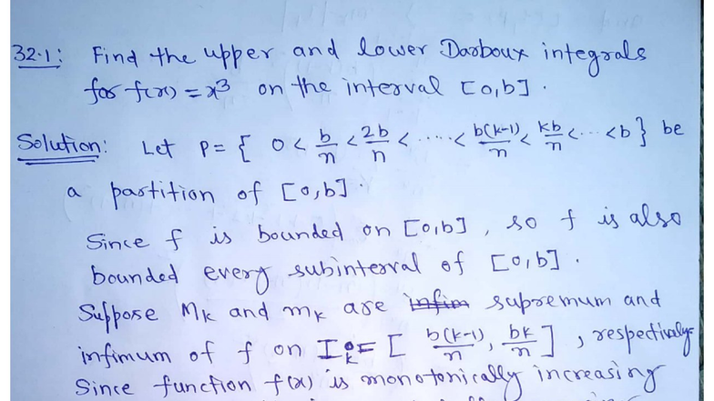 Riemann Integration: Upper and Lower Darboux Integrals Analysis - Studocu