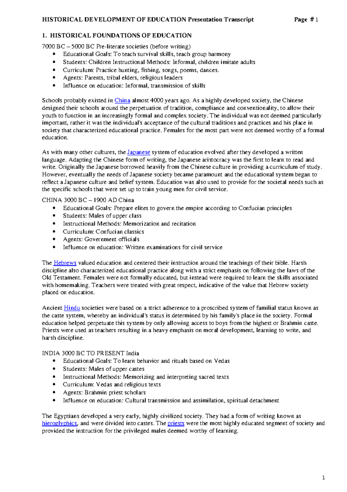 Historical foundations of education presentation transcript - 1 ...