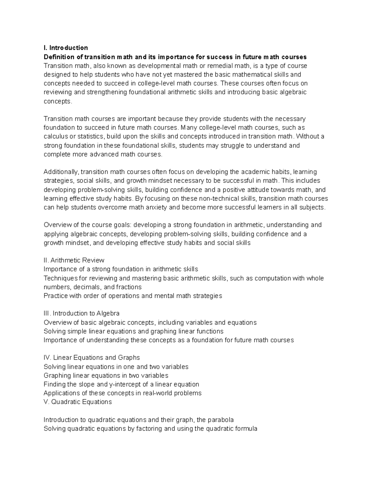 MAT-003 Transition Math: Foundations for Future Success in Math - Studocu