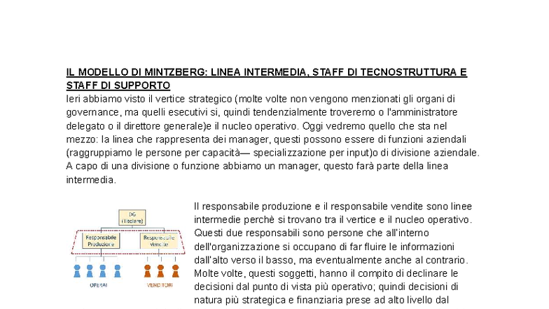 IL MODELLO DI MINTZBERG: LINEA INTERMEDIA E STAFF DI TECNOSTRUTTURA ...
