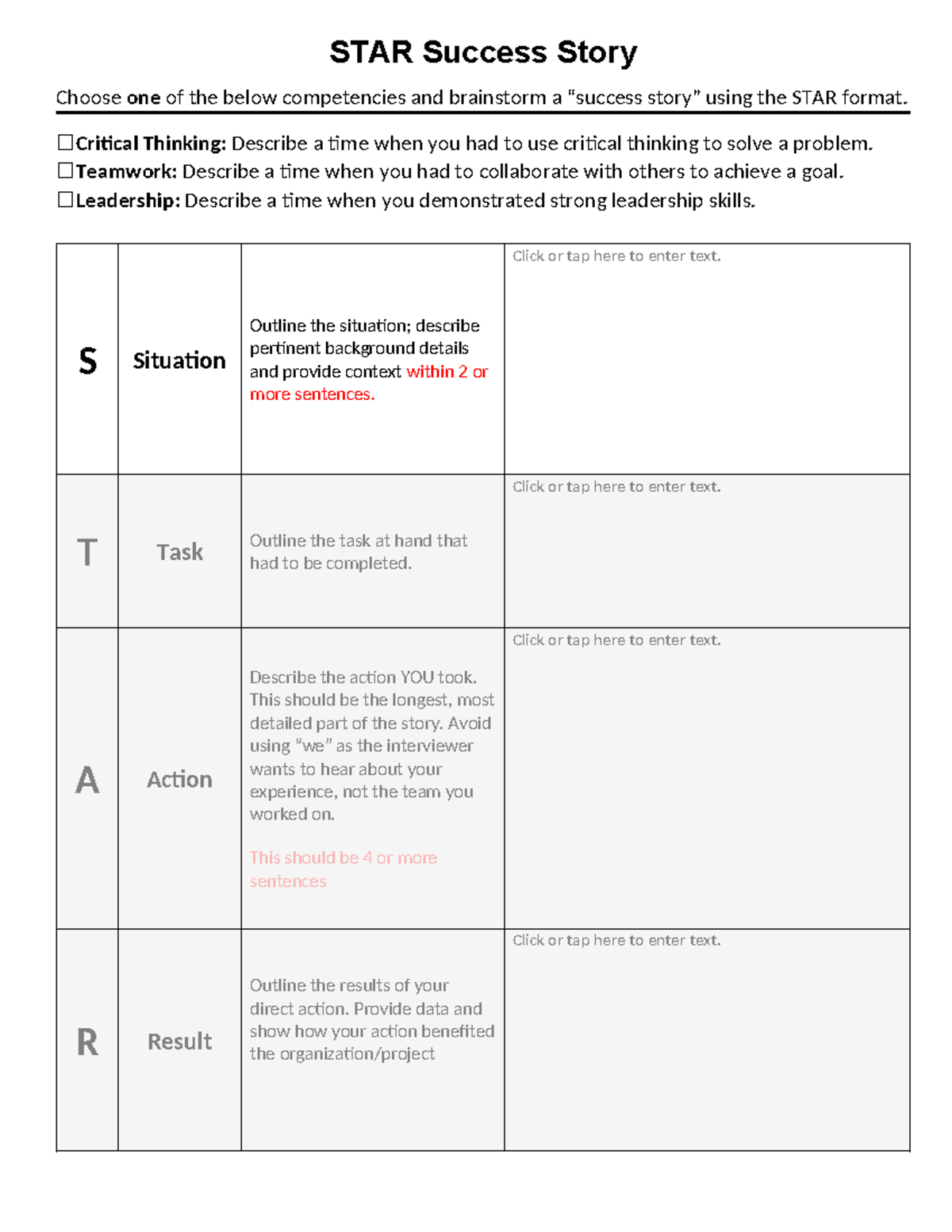 STAR Success Story Activity 2023-2024-1 - STAR Success Story Choose one ...