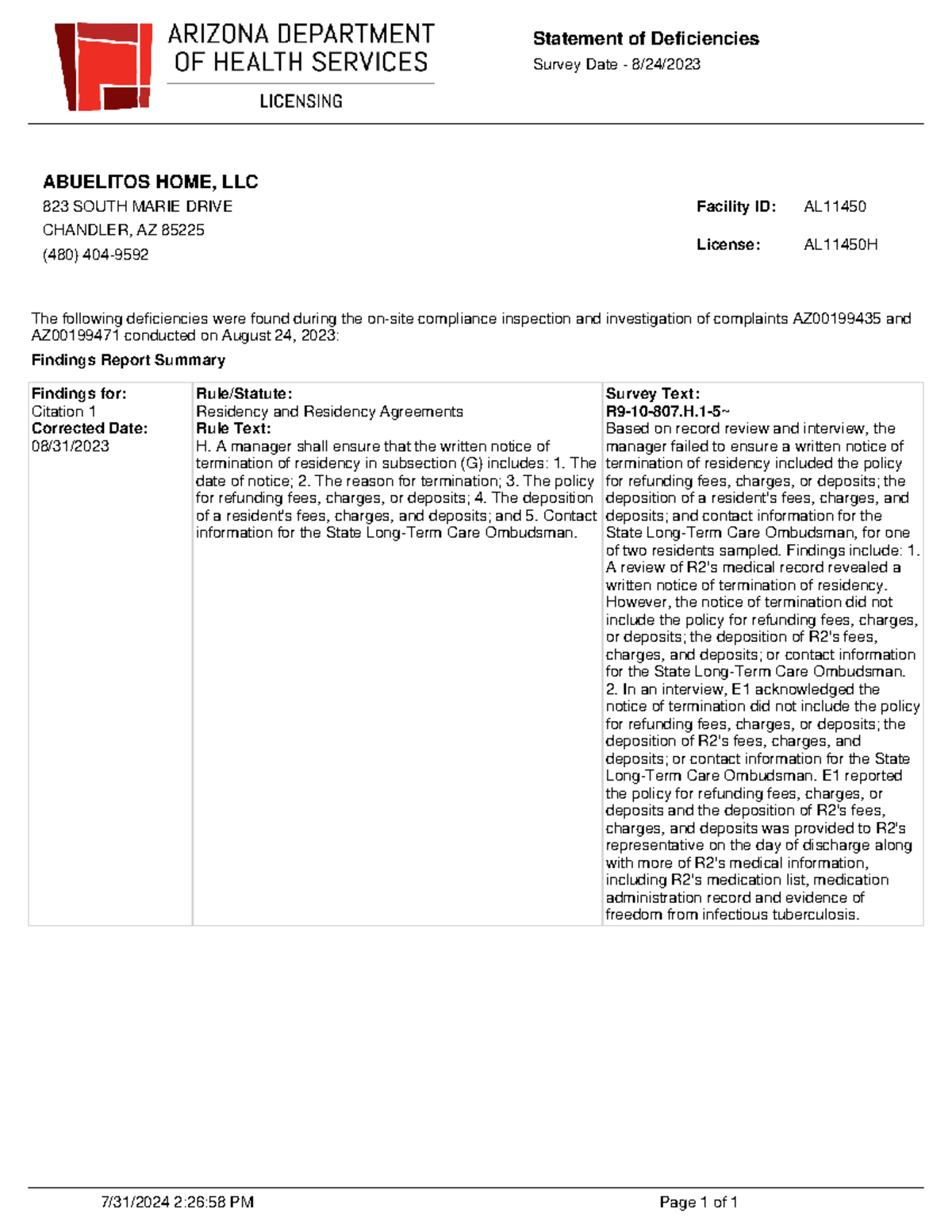 Photo inspiration: Fresh Look at Compliance Inspection Findings For Abuelitos Home Llc Al11450