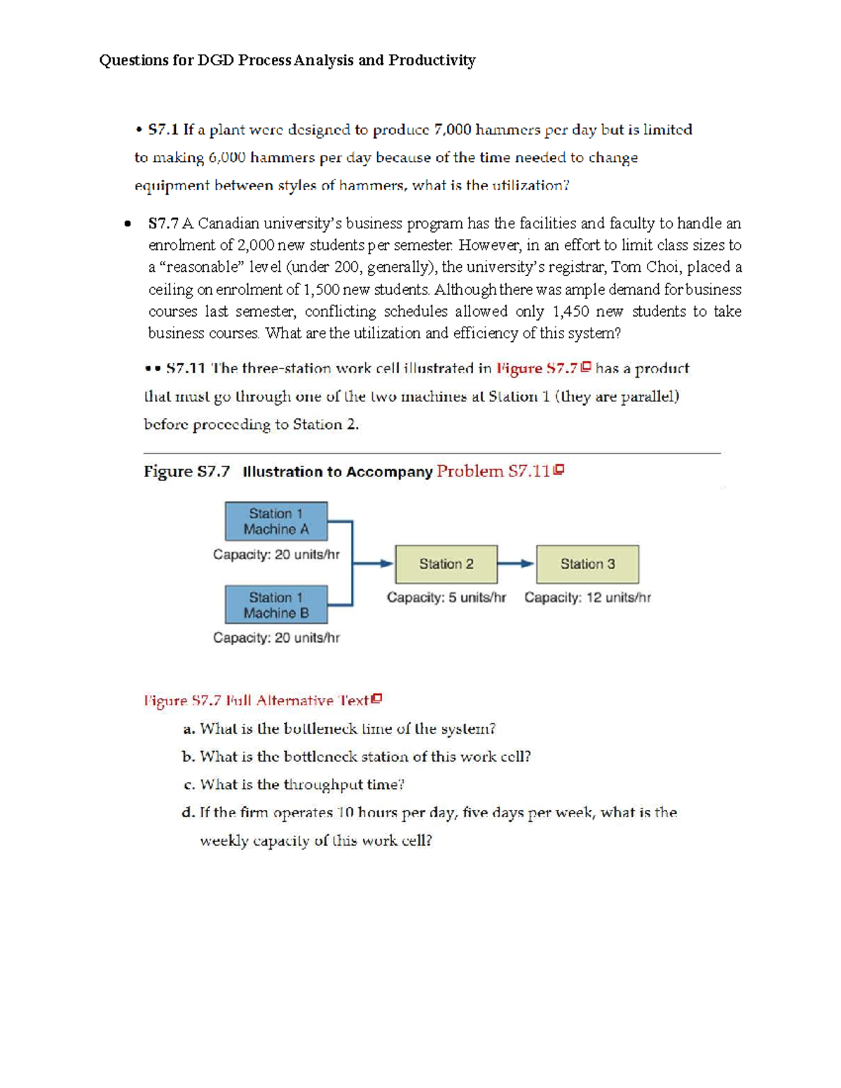 DGD Process Analysis & Productivity Questions S7.7 - Studocu