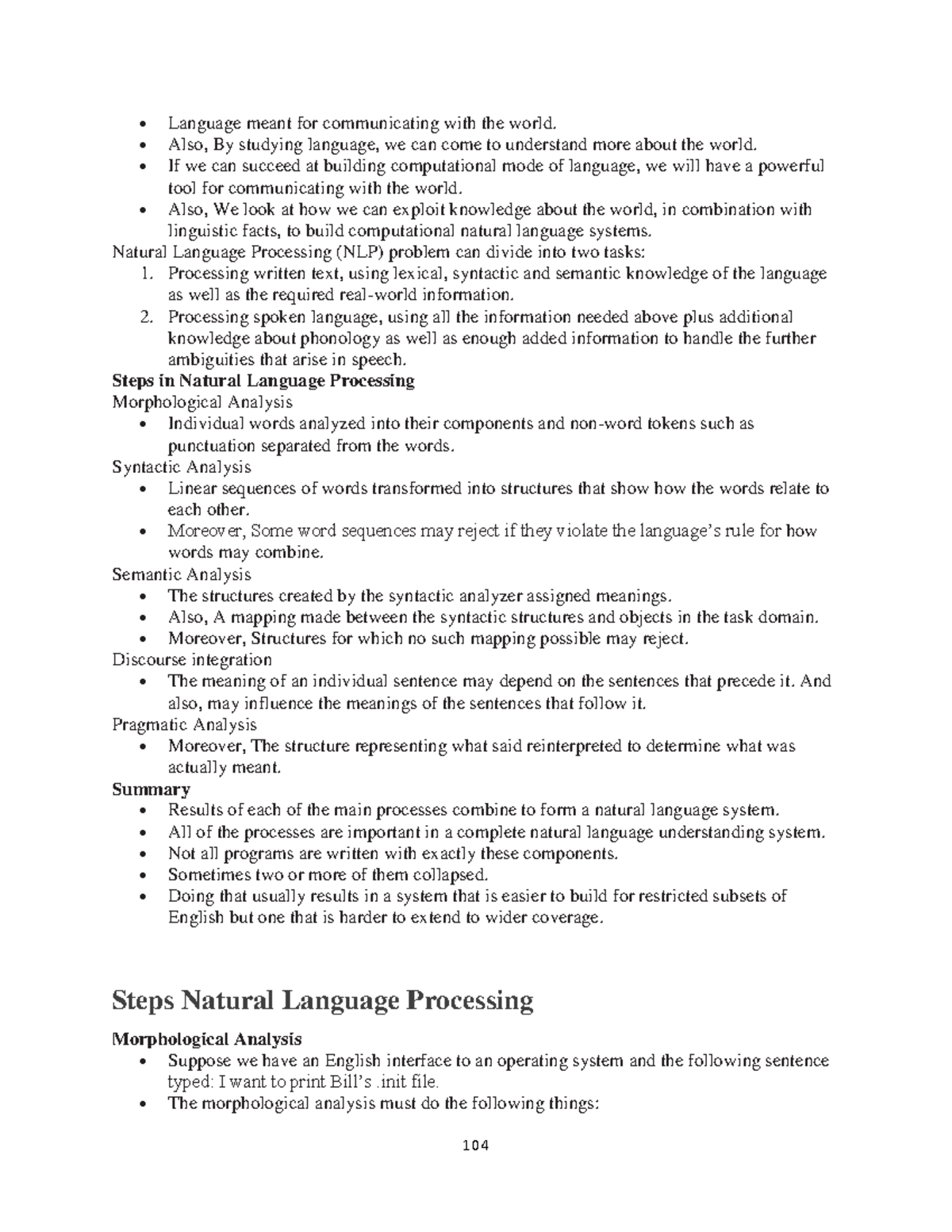 NLP and Learning: Comprehensive AI Notes for BCA 6th Sem - Studocu
