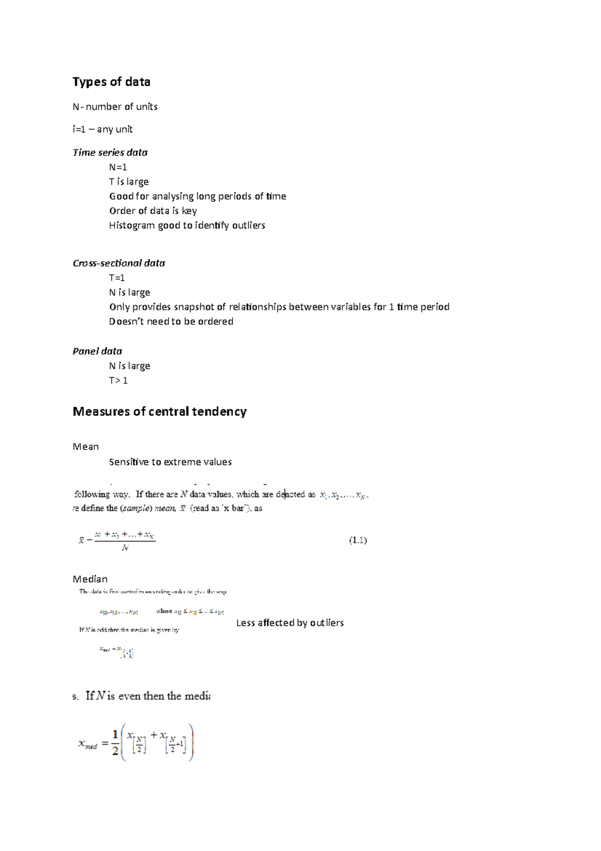Presentation of data - Types of data N- number of units i=1 – any unit ...