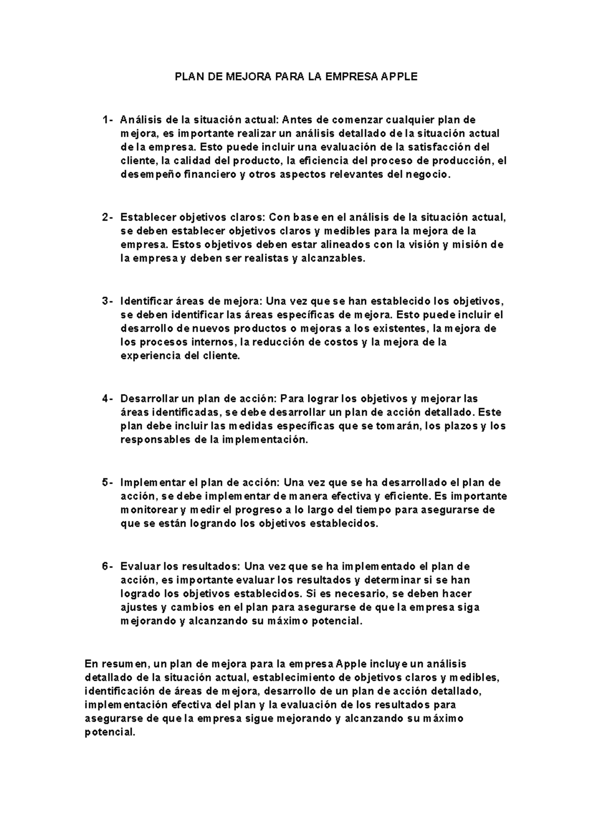 PLAN DE MEJORA EMPRESARIAL PARA APPLE: ESTRATEGIAS Y ACCIONES - Studocu