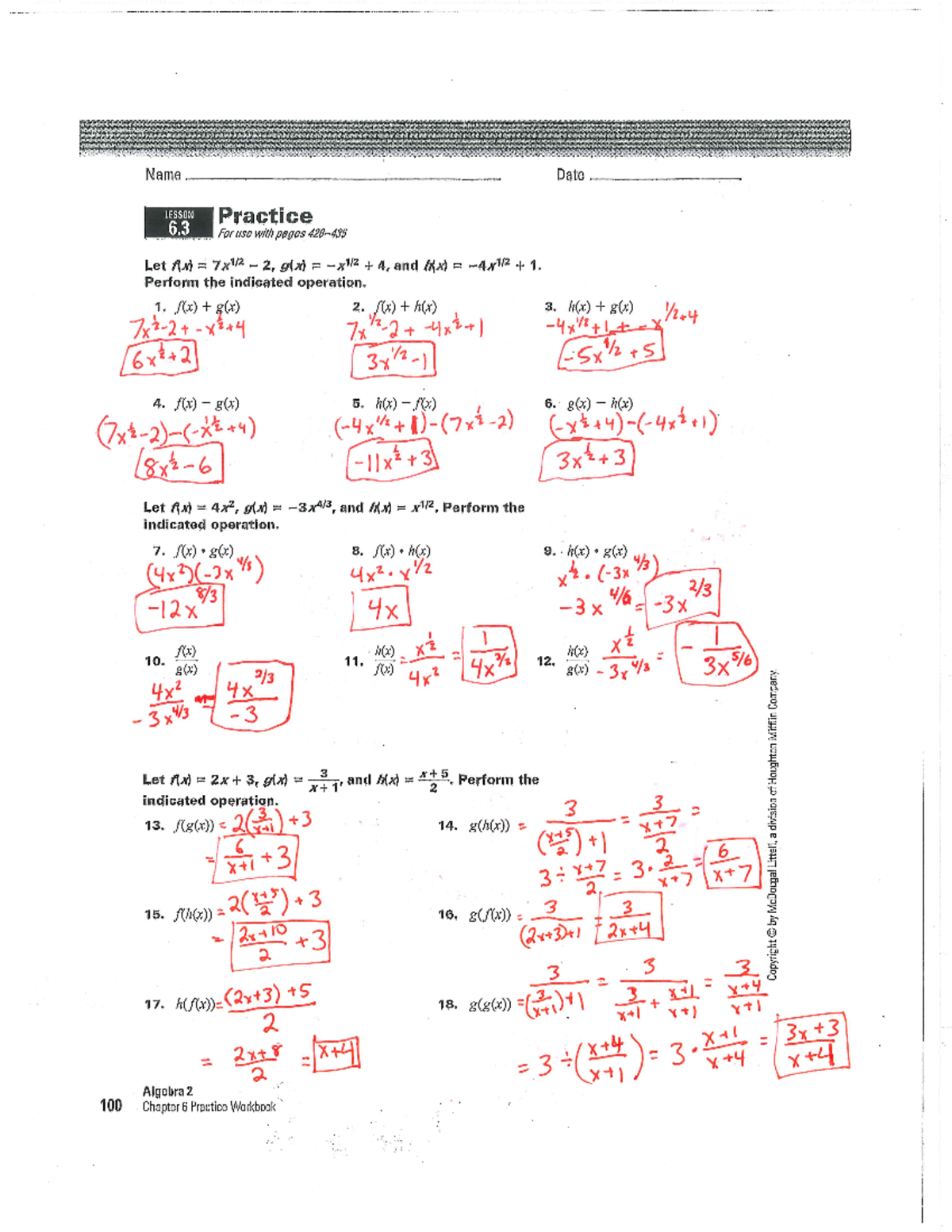 Alg ii 6 - math - Name Date LESSON Practice 6 For use with pages Let I ...
