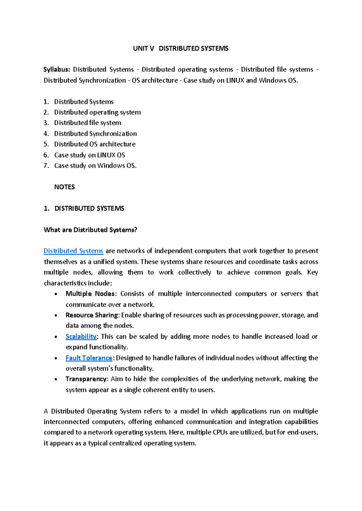UNIT 5: Distributed Systems Overview and Key Concepts - Studocu