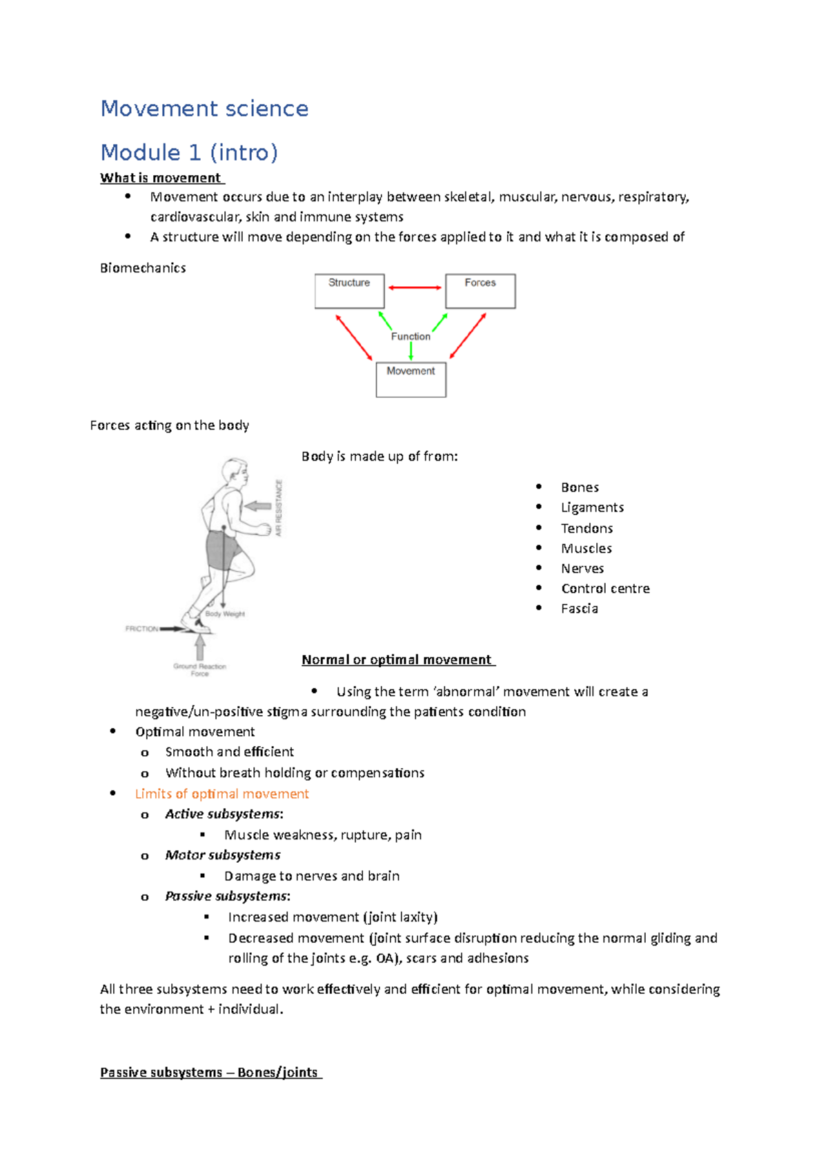 Movement Science Notes: Understanding Biomechanics & Joint Motion - Studocu