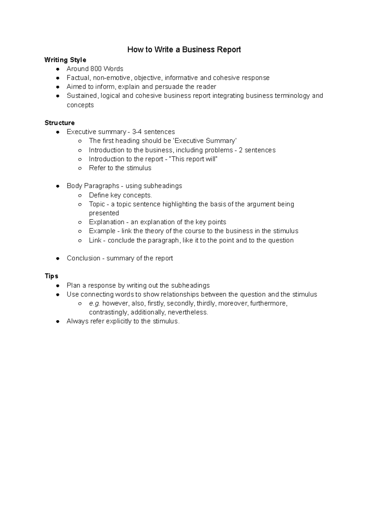 Business Report Structure Example: Integrating Key Management Theories ...