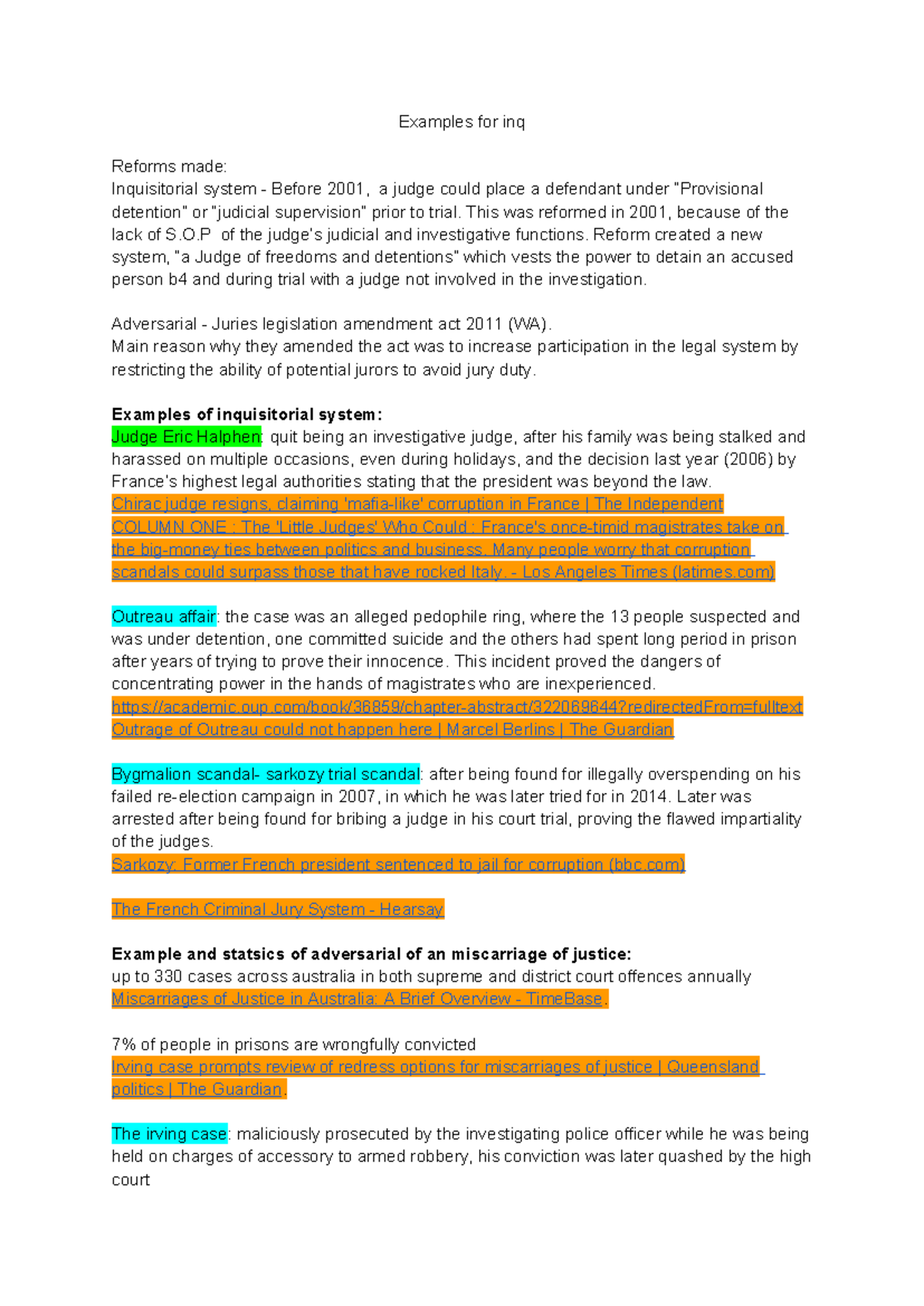 Pol & Law Inquisitorial System Examples: Reforms & Case Studies - Studocu