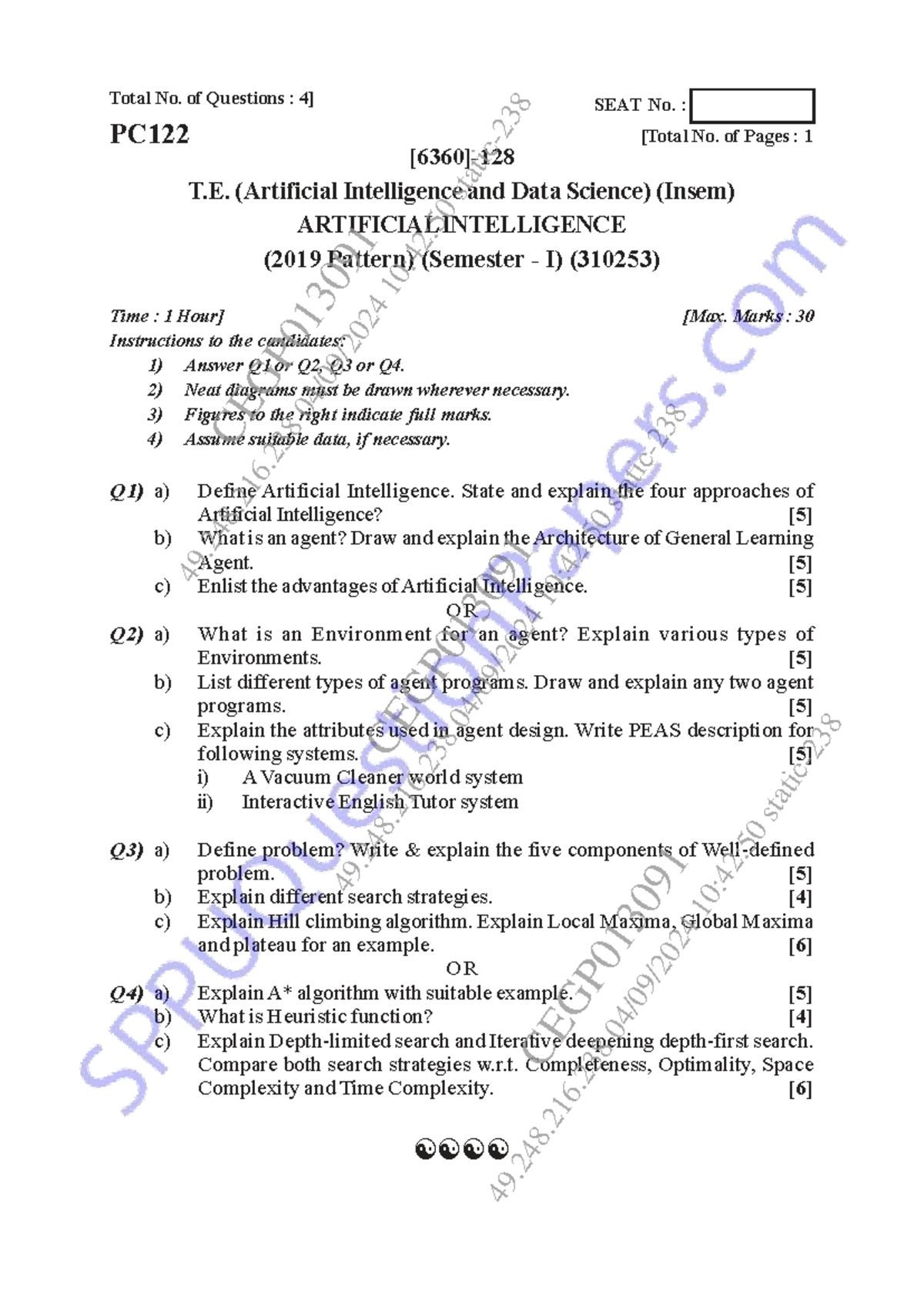 Artificial Intelligence (310253) Insem Exam Notes - Semester I 2024 ...