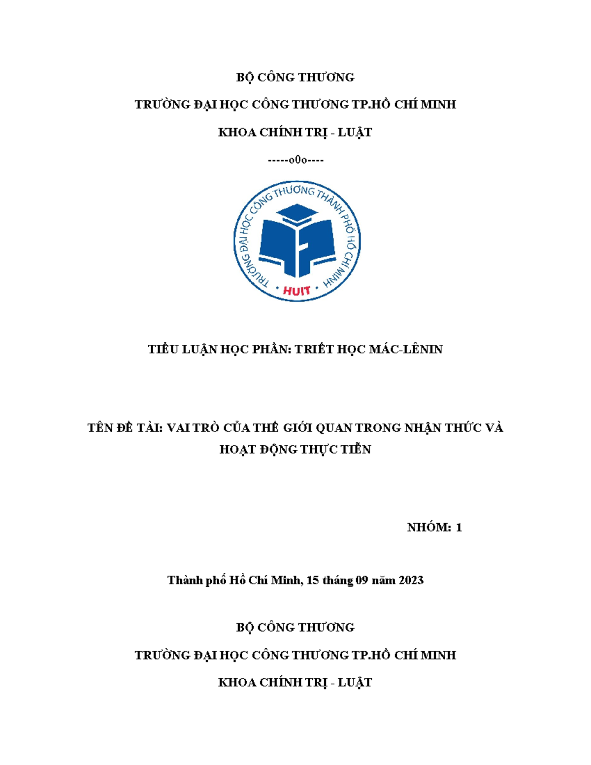 Tiểu luận: Vai trò của Thế giới quan trong Nhận thức và Hoạt động Thực