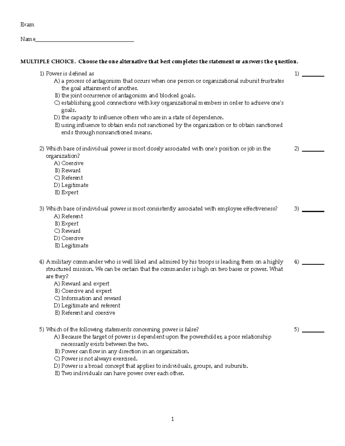 Chapter 12 - Test Banks for Exam Preparation (Course Code: MULTIPLE ...