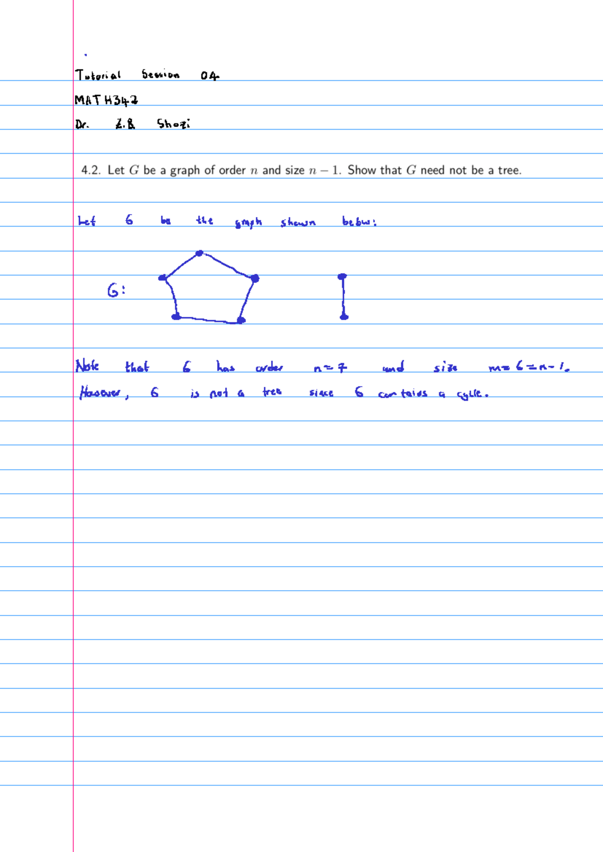Tutorial Session 04 MATH342: Graph Theory Concepts and Proofs - Studocu