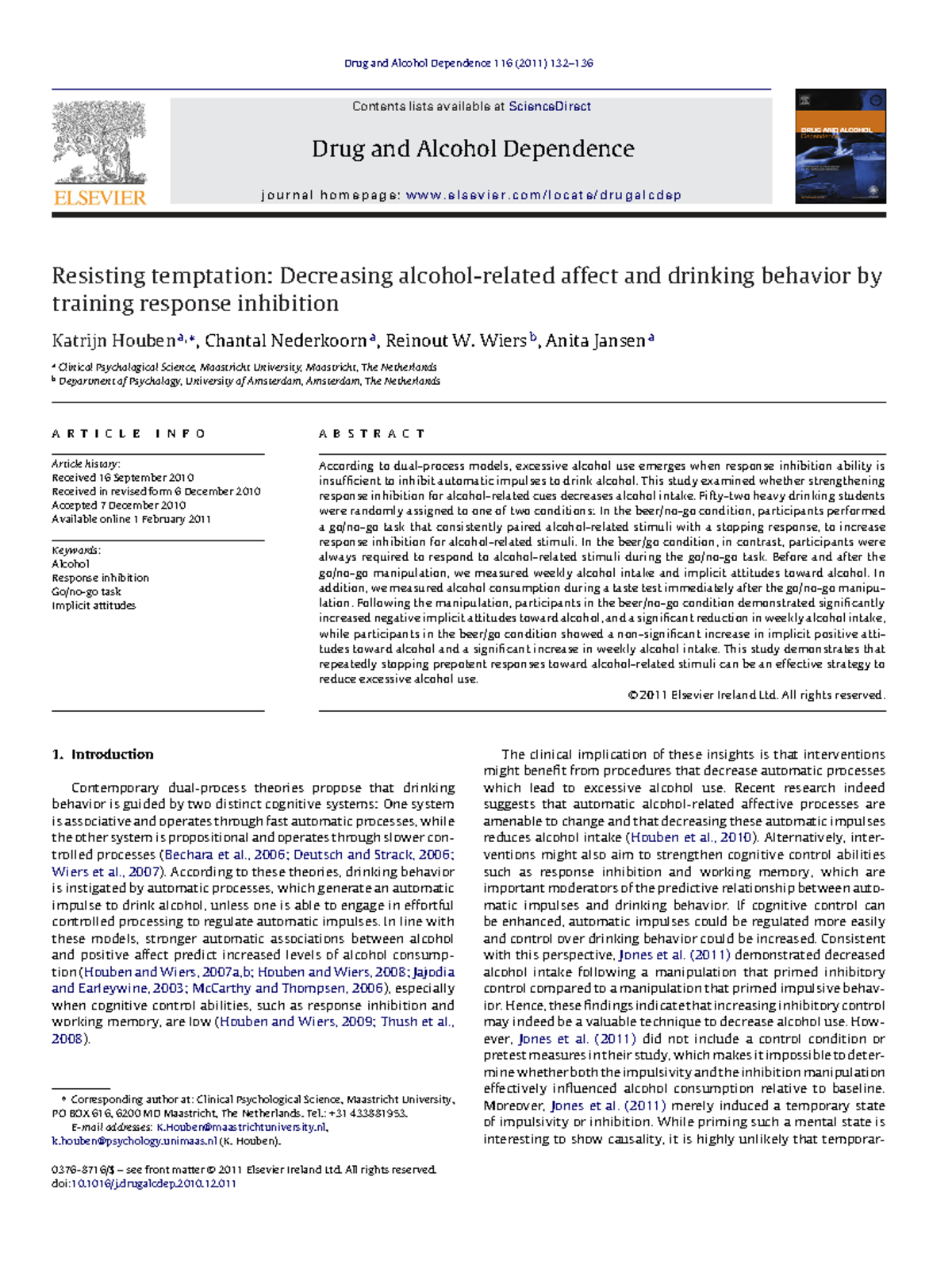 Response Inhibition Training and Its Impact on Alcohol Consumption: A ...