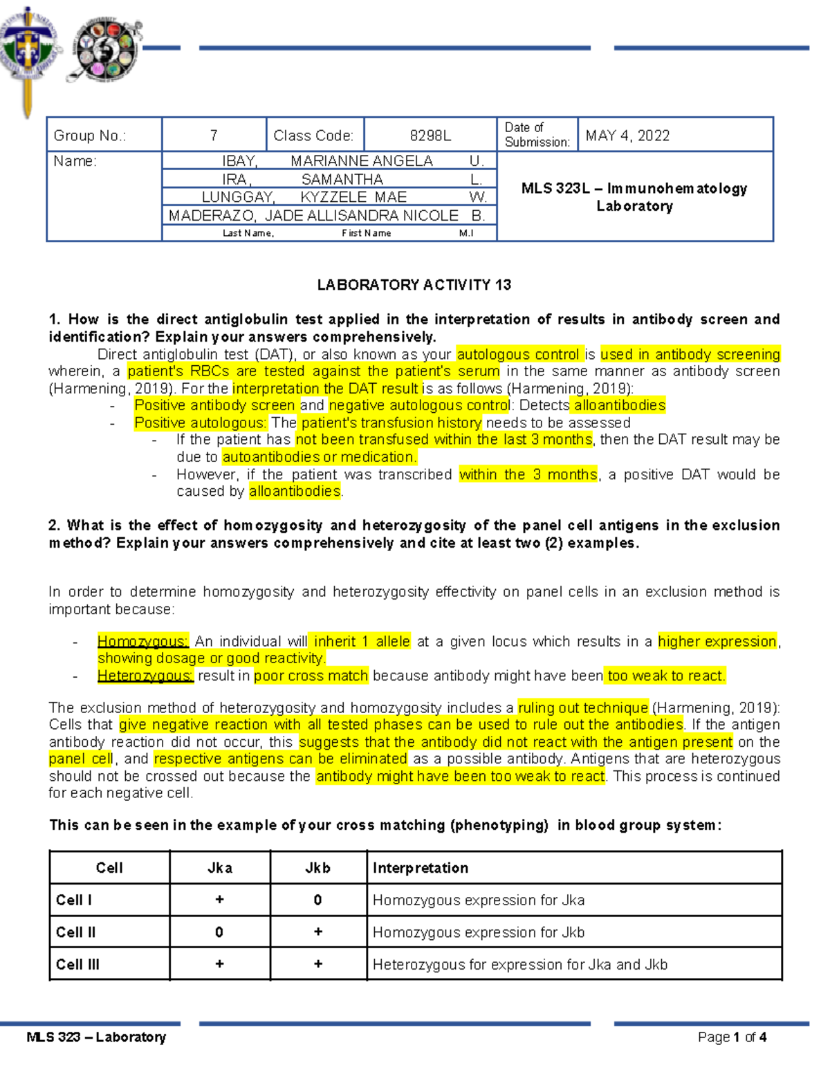 MLS323L 8298-L Activity-13 Group-7 - Group No.: 7 Class Code: 8298L ...