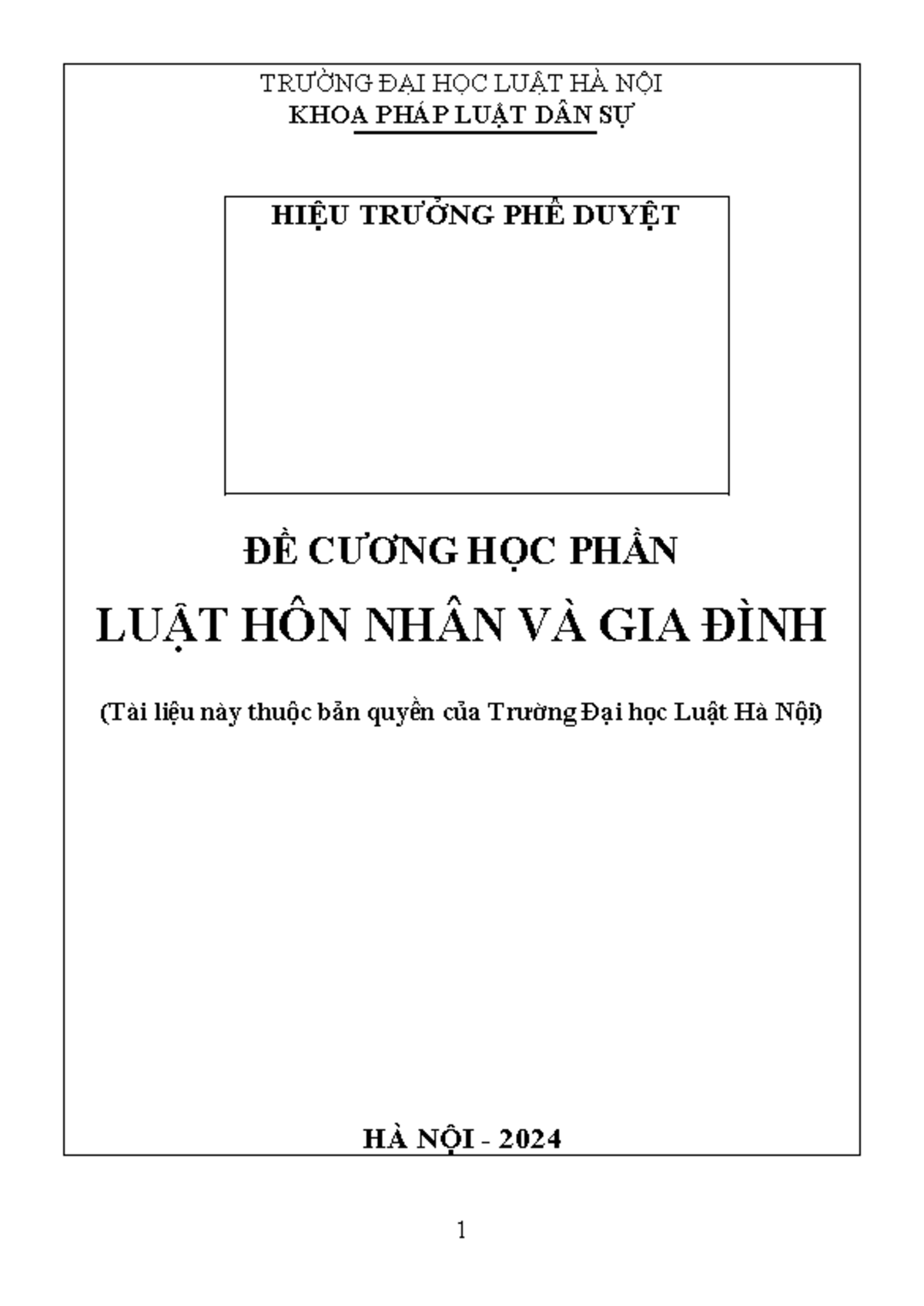 Đề cương HNGD - Luật Hôn Nhân và Gia Đình (HNGD) 2024 - Studocu