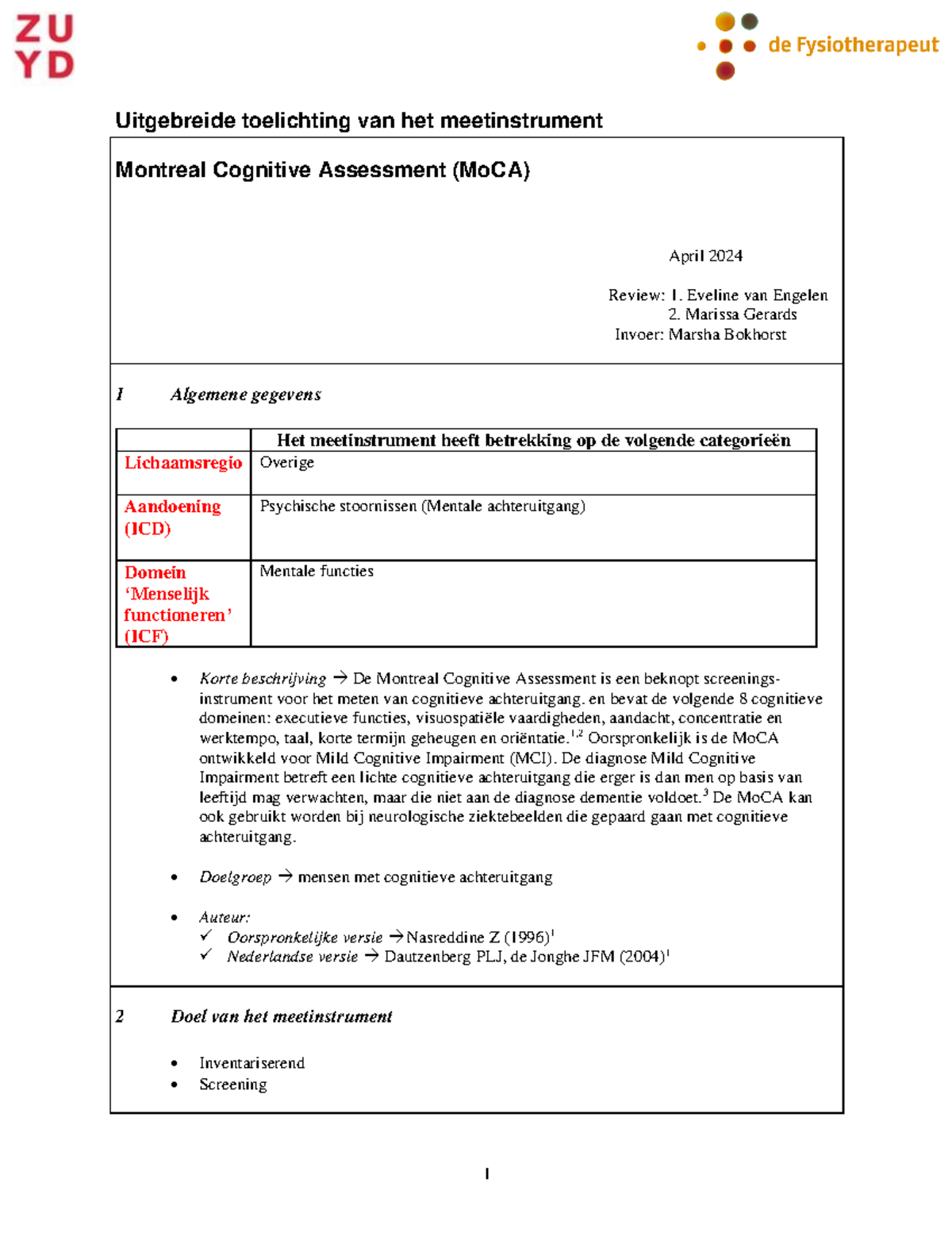 Mo CA-form - Montreal Cognitive Assessment (MoCA) Overview - Studocu