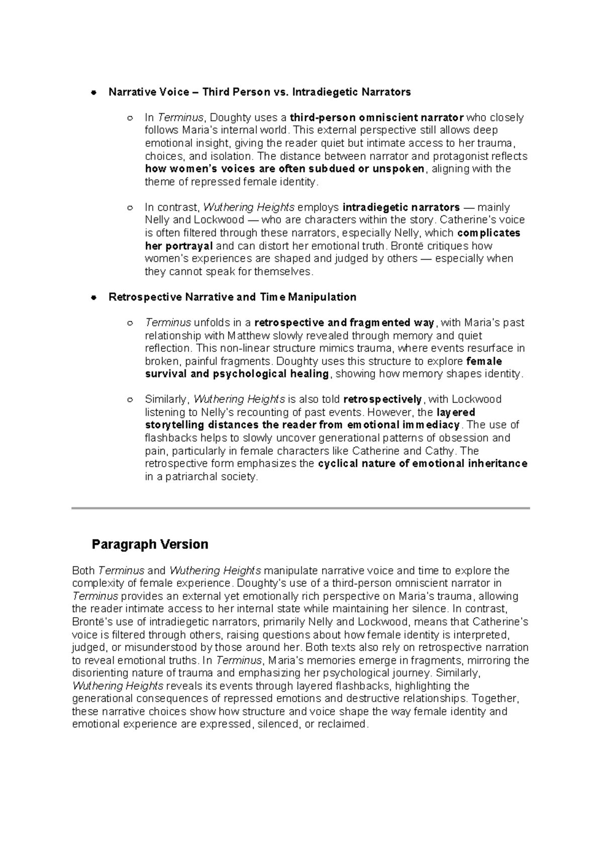 English 2 - Narrative Techniques: Third Person vs. Intradiegetic Voices ...