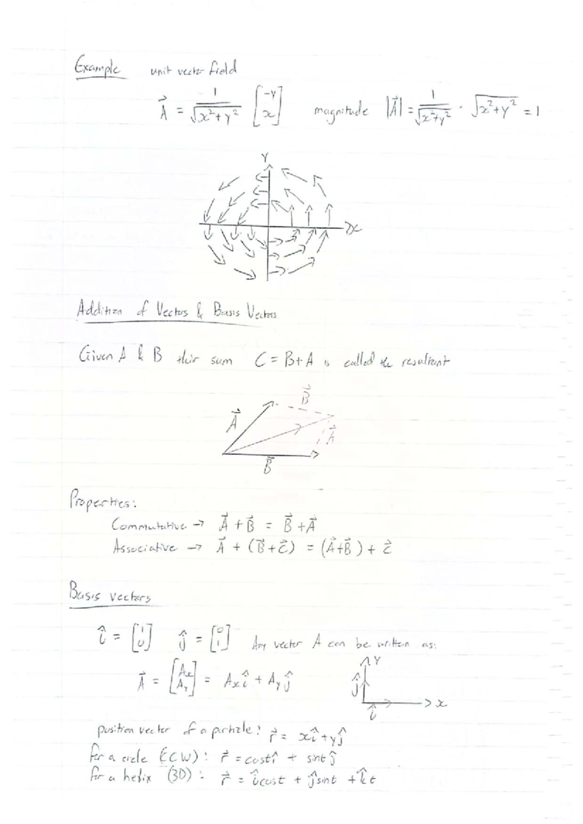 Vector Functions and Fields: Unit Vectors and Properties - Studocu