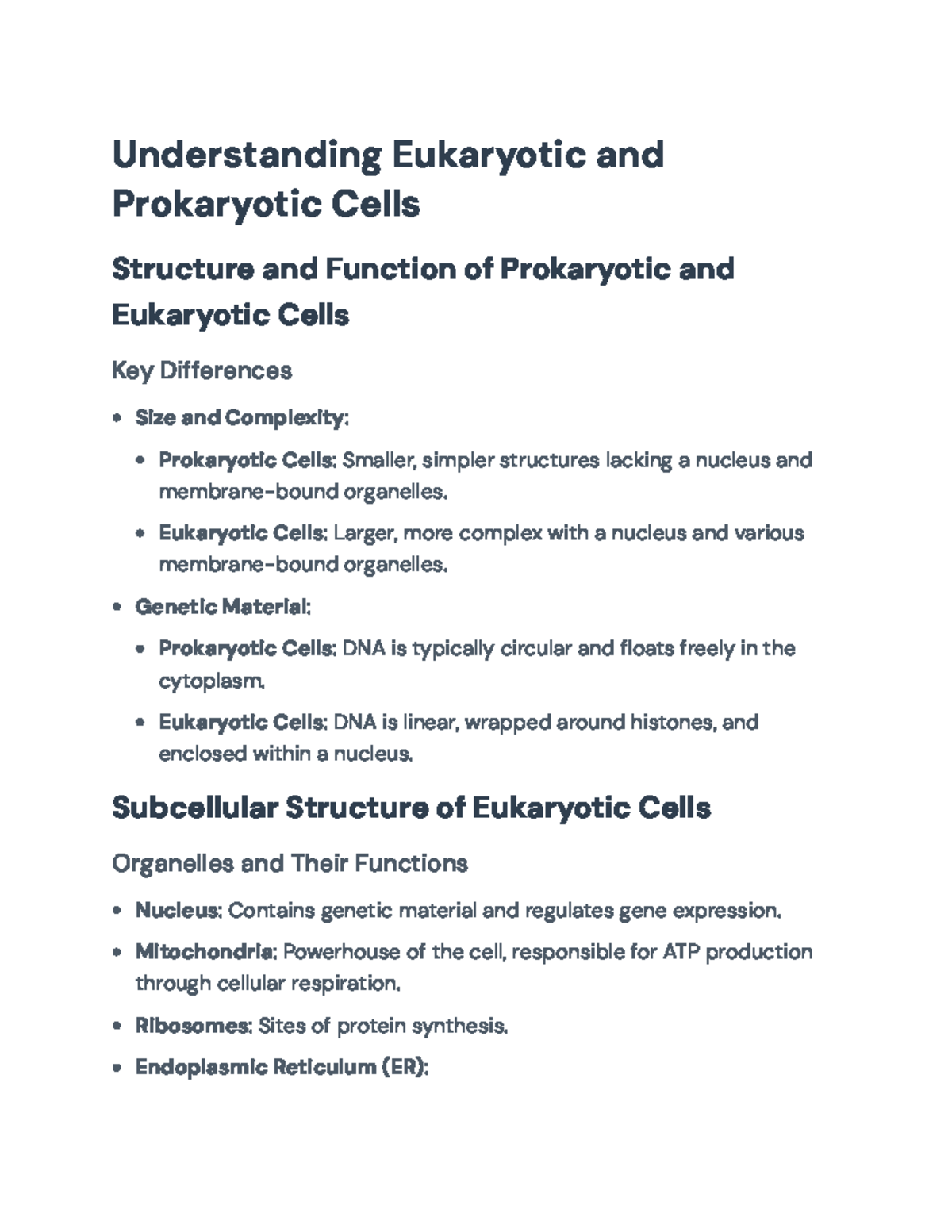 Cell Biology: Understanding Prokaryotic and Eukaryotic Cell Structures ...
