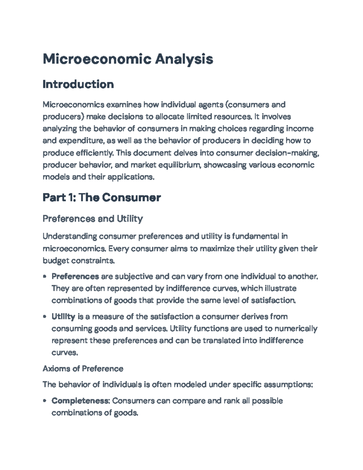 Microeconomic Analysis: Consumer, Producer, and Market Dynamics ...