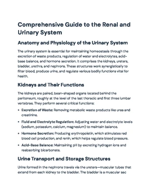 Comprehensive Overview of Renal & Urinary System Disorders - Studocu
