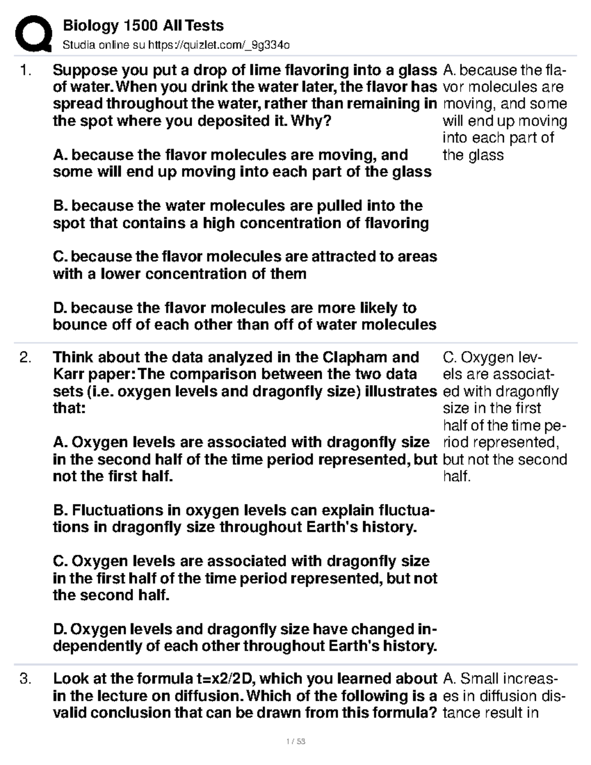 BIO 1500 Quizlet Study Guide: Essential Questions and Answers - Studocu
