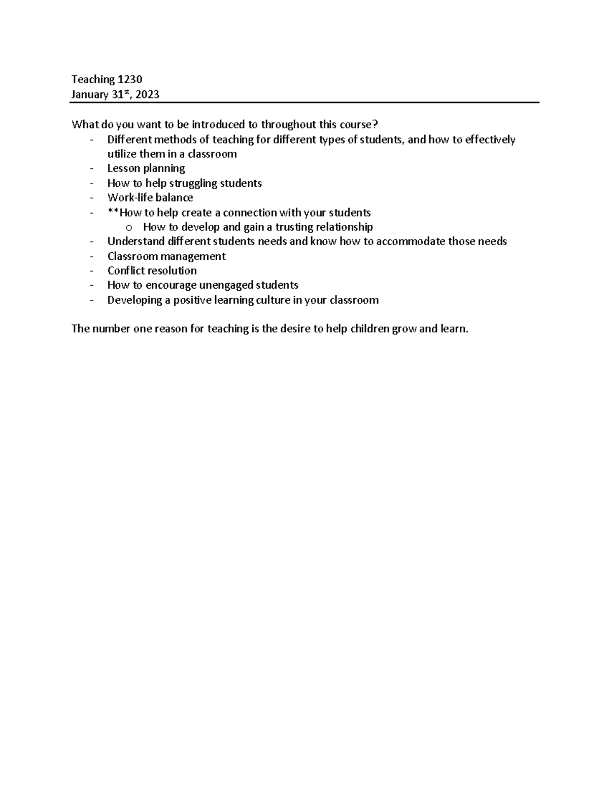 Teaching 1230 - Week 2 Lecture Notes: Methods and Classroom Management ...