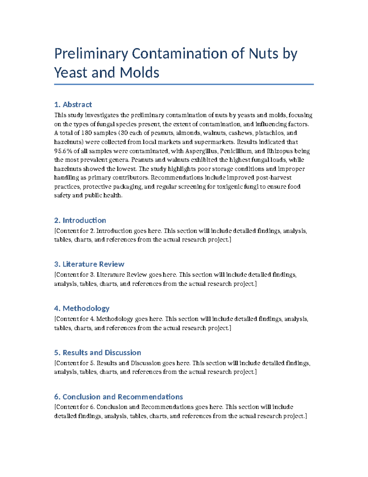 Preliminary Study on Nut Contamination: Yeasts & Molds Analysis - Studocu