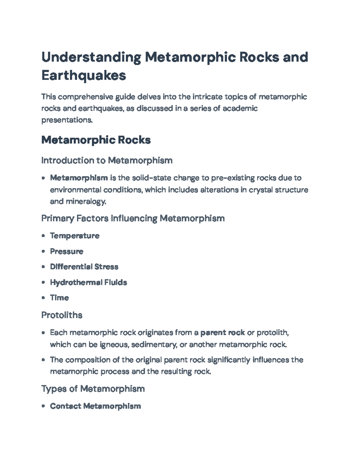 Metamorphic Rocks and Earthquakes: An Academic Overview - Understanding ...