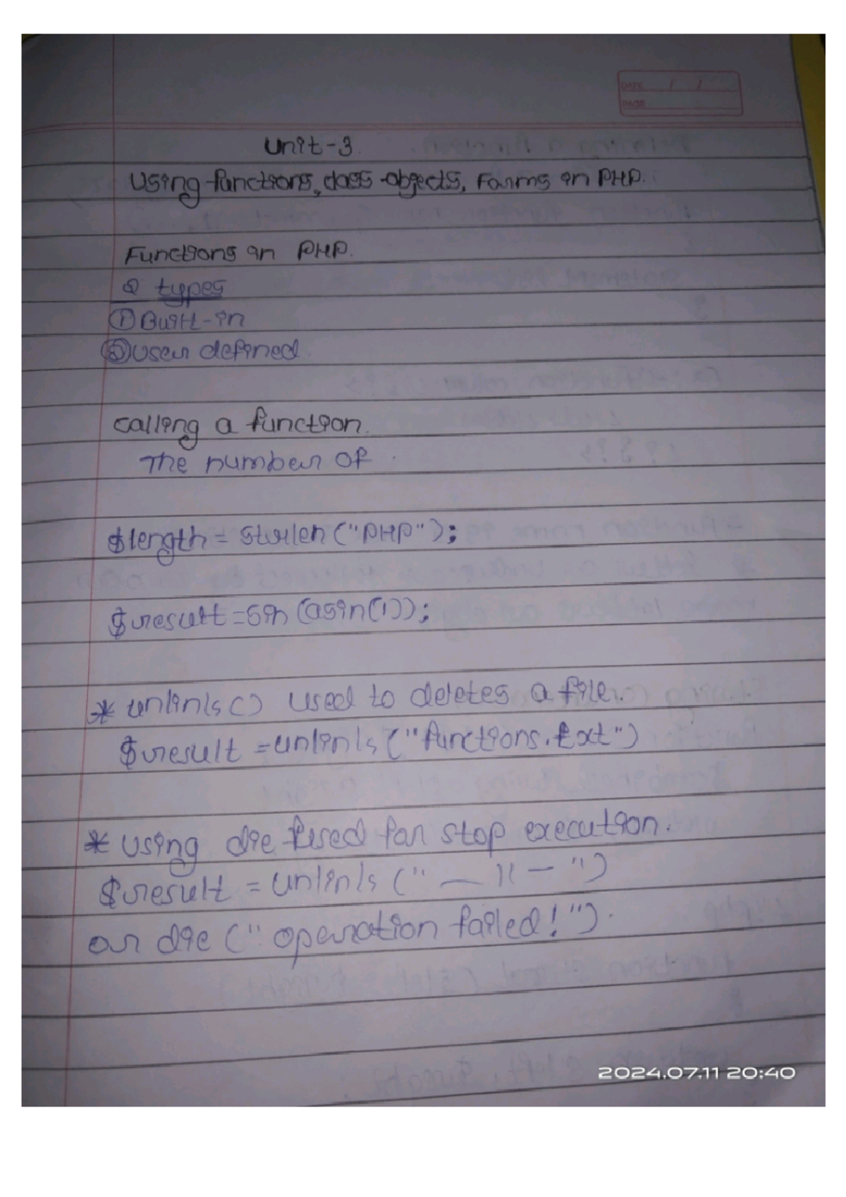PHP unit - Theory - . 3. using functions. dass objects, Farms in PHP ...