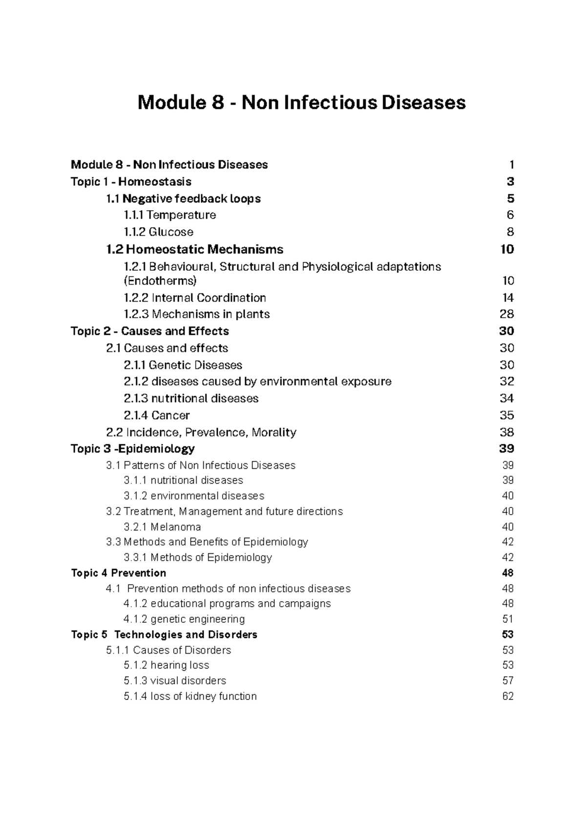 Year 12 Biology - Module 8: Non-Infectious Diseases Overview - Studocu