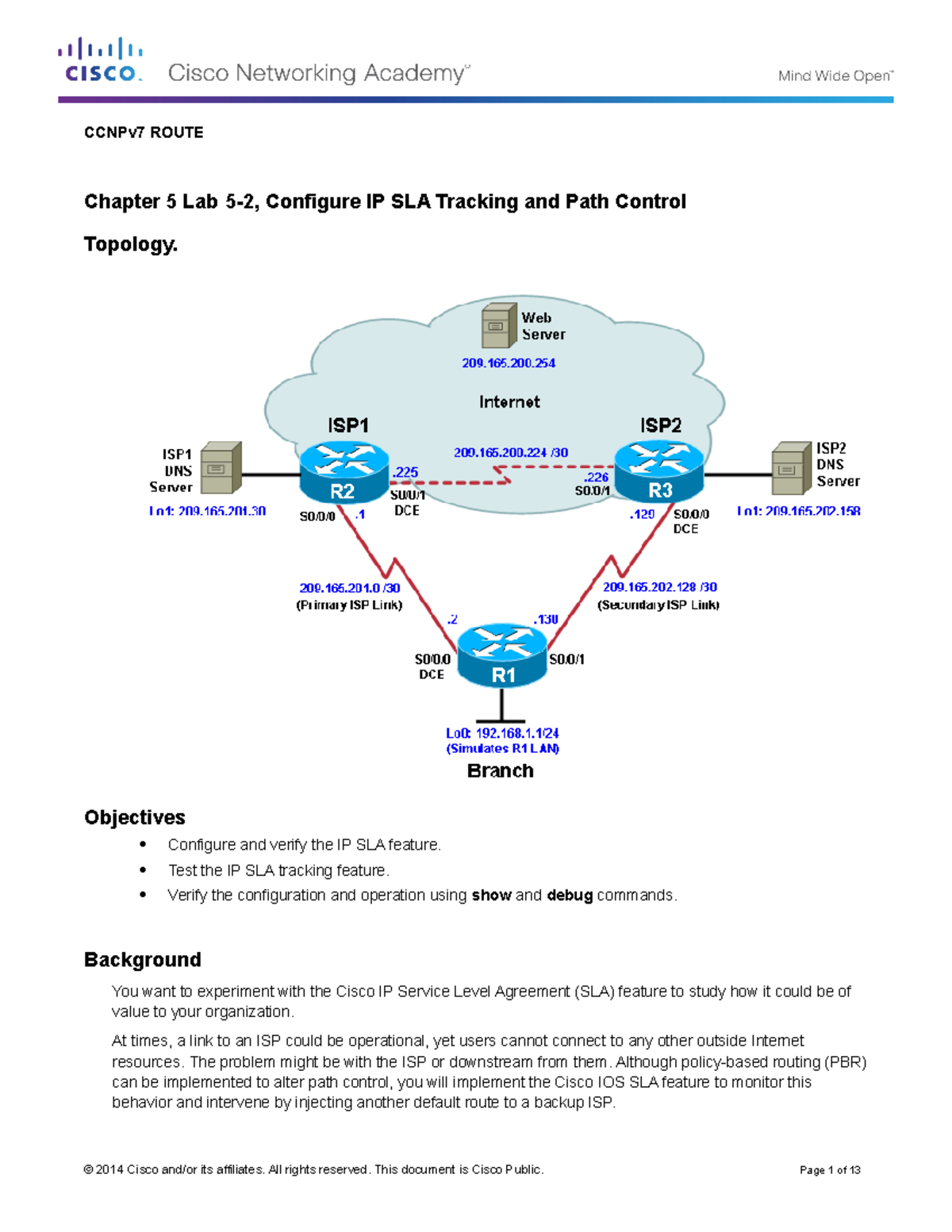 CCNPv 7 Route Lab5-2 IP SLA Tracking and Path Control Student - CCNPv7 ...