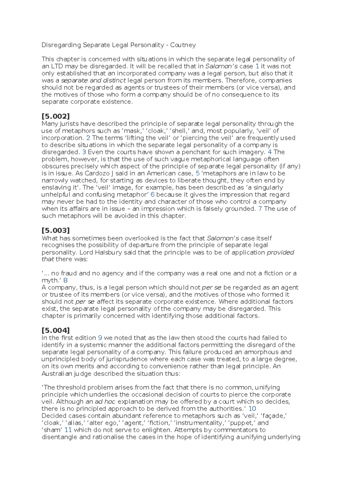 Disregarding Separate Legal Personality - Legal Concepts in [5.002 ...