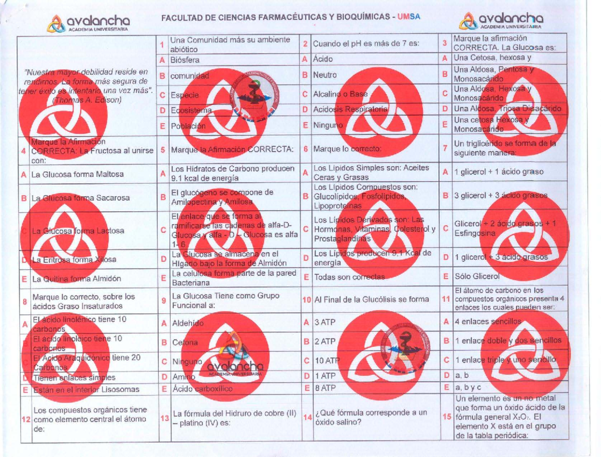 Exámenes Pasados de Bioquímica y Farmacia 2025 - Academia Universitaria - Document Preview