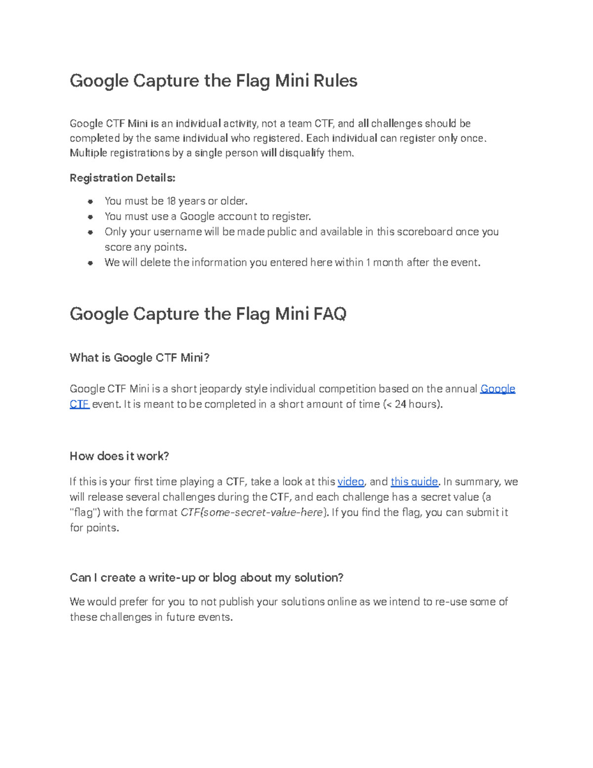 Google CTF Mini: Individual Competition Rules and FAQs - Studocu
