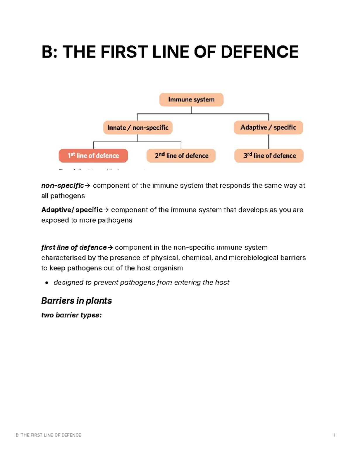 THE First LINE OF Defence - B: THE FIRST LINE OF DEFENCE non-specific→ ...