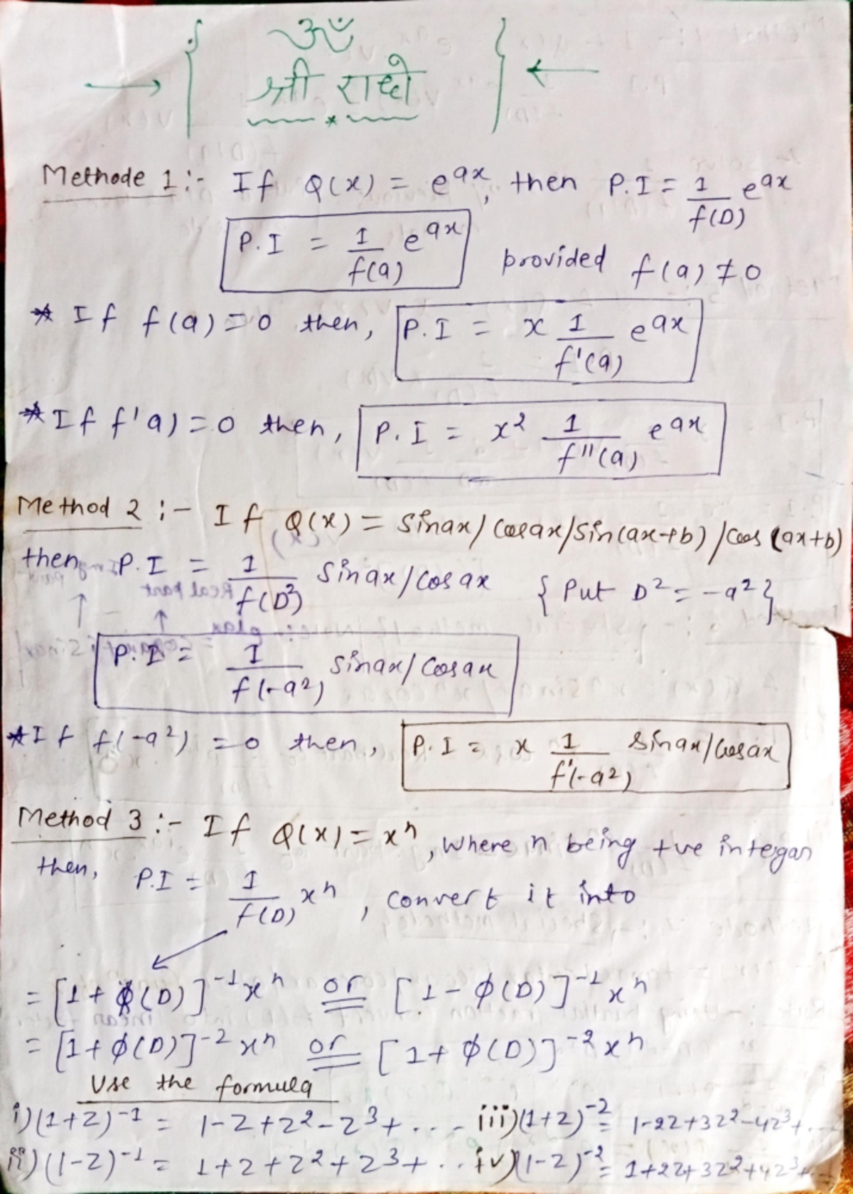 Formulae for UNIT 1: Methods and Applications in Pi - Studocu