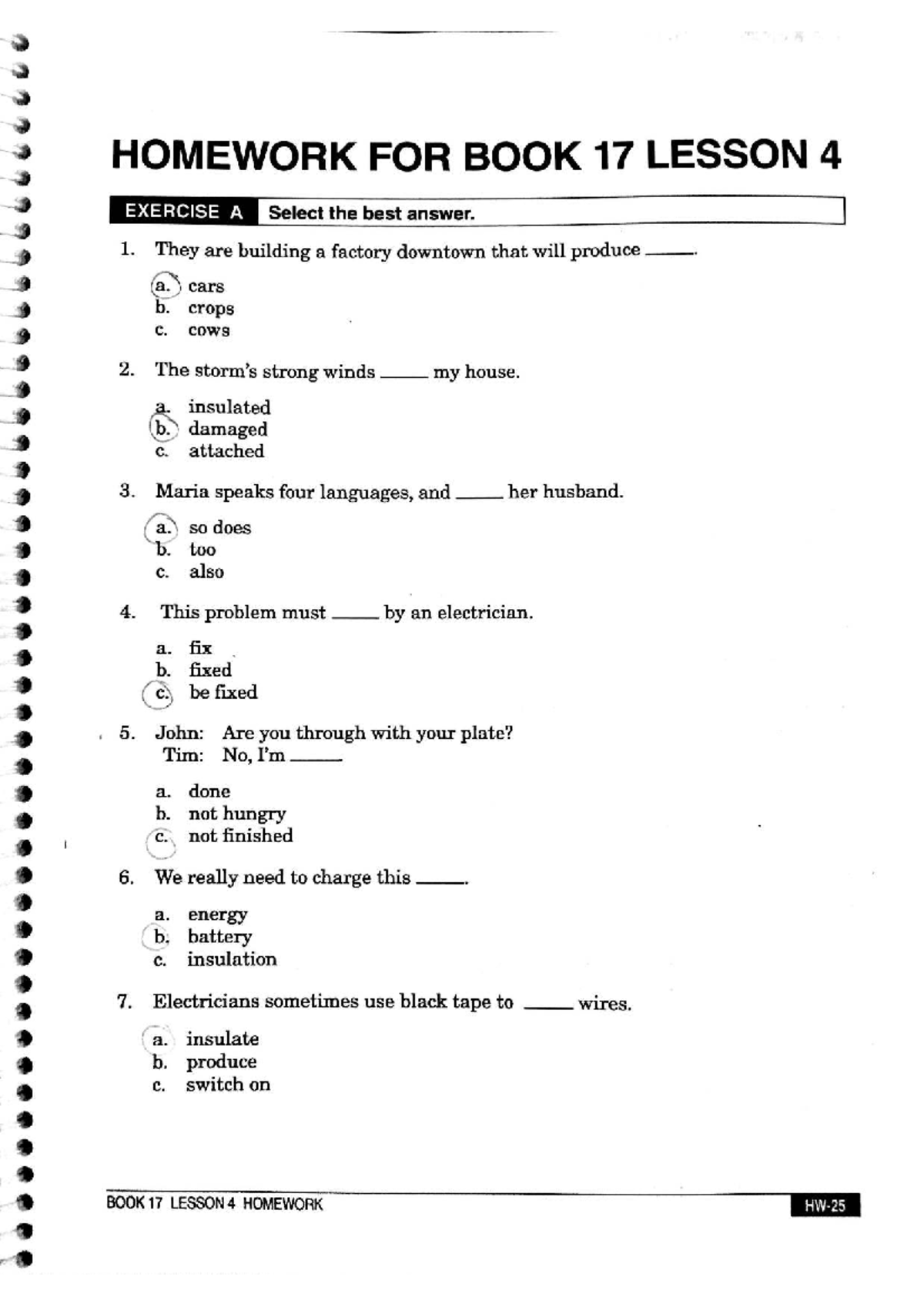 HW Book 17 Lesson 4 Exercises & Answers - Studocu