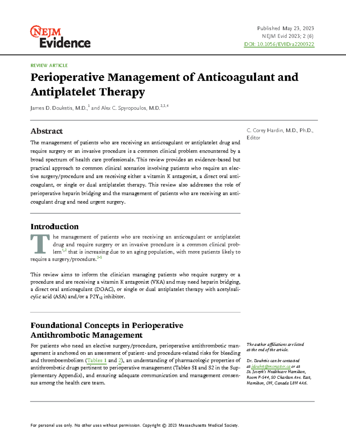 Perioperative Anticoagulant & Antiplatelet Management: A Review - Studocu
