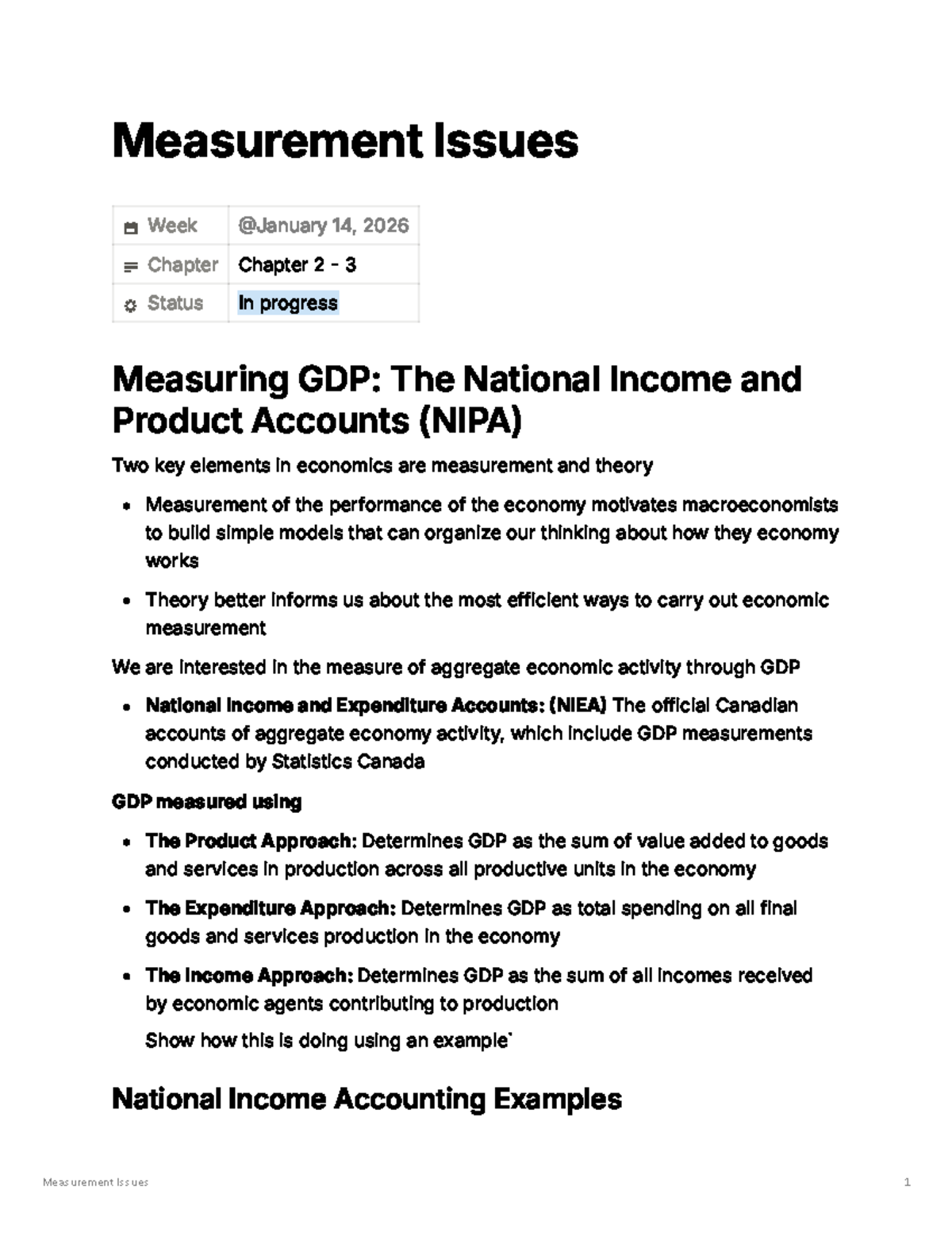 Measurement Issues - Lecture Notes on GDP and Economic Indicators ...