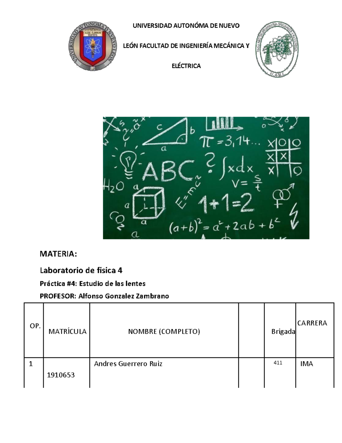 Lab fisica 4 practica 4 - lab fisica 4 - UNIVERSIDAD AUTONÓMA DE NUEVO ...