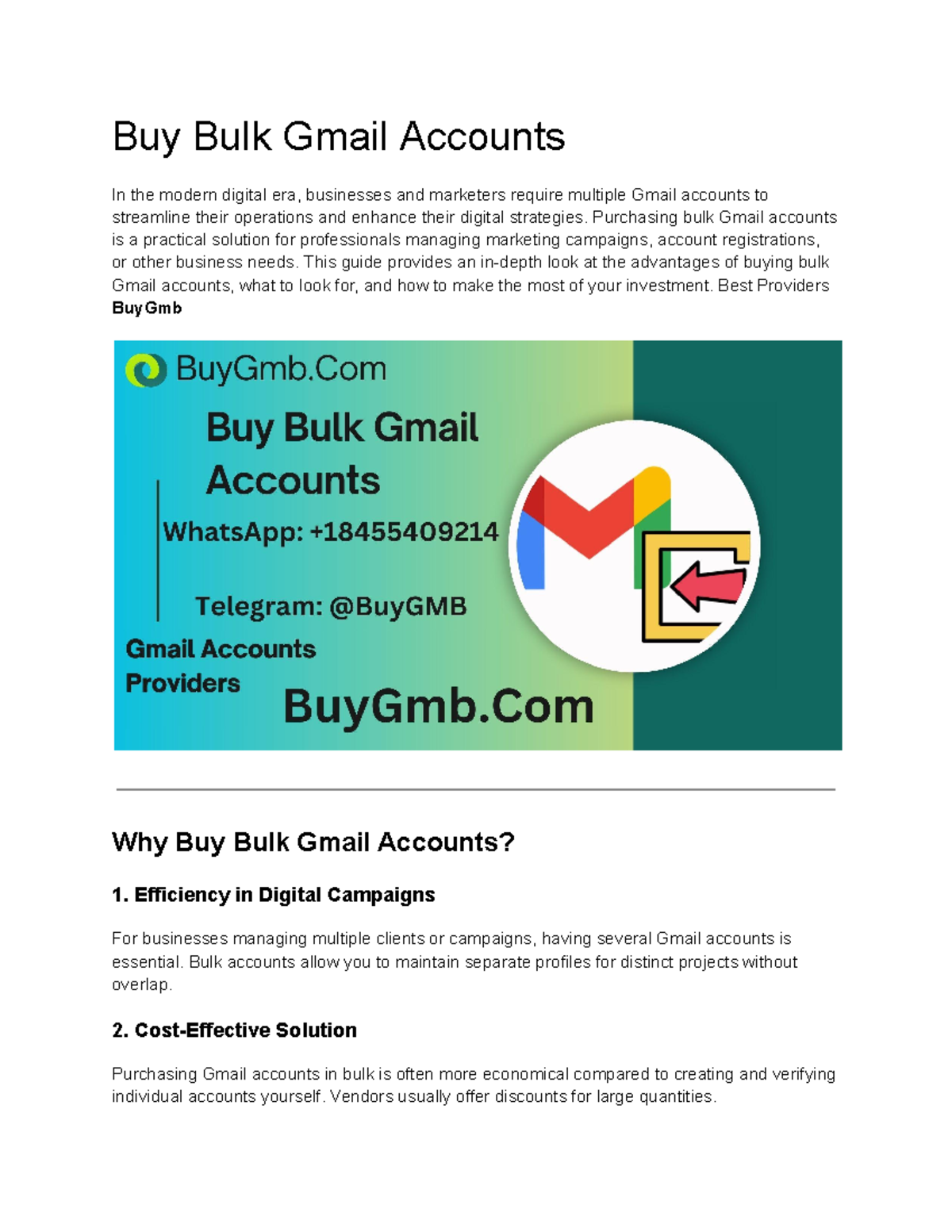 Buy Bulk Gmail Accounts - Purchasing bulk Gmail accounts is a practical ...