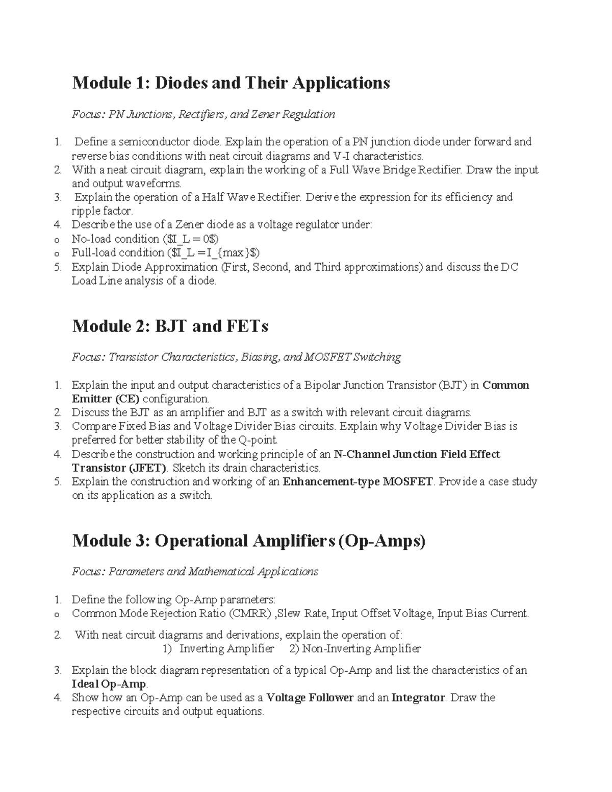 Fundamentals of Electronics and Communication Engineering: Question ...